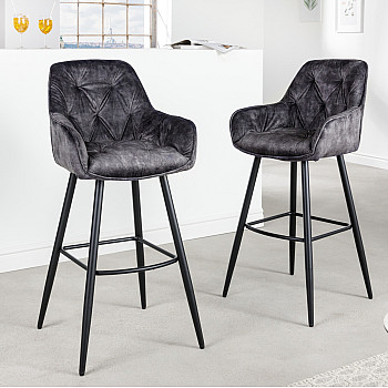 Barová stolička 41957 Milano Zamat Šedá