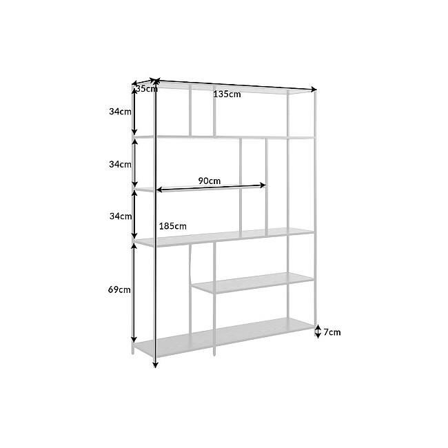 Knižnica/Regál 42025 135cm Slim Line  Čierny jaseň