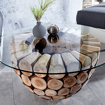 Konferenčný stôl 37442  Ø70cm Drevo Teak