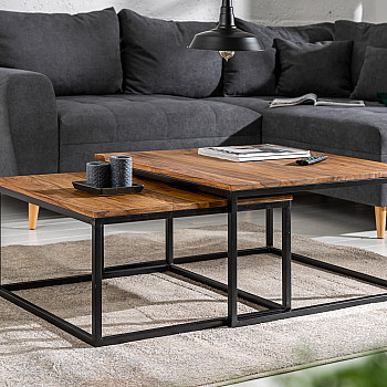 Konferenčný stôl 40001 75x75cm 2-Set Drevo Palisander - PRODUKT JE SKLADOM U NÁS - 1Ks