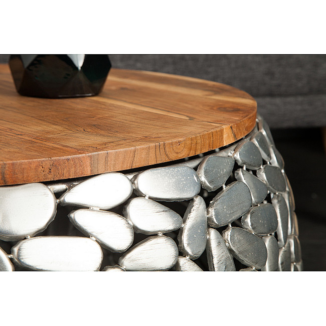 Konferenčný stôl 41433 2-Set Aluminium Silver/ Drevo Acacia