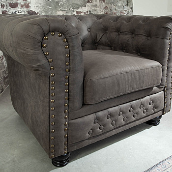 Kreslo 40519 Chesterfield Vintage Šedá Taupe