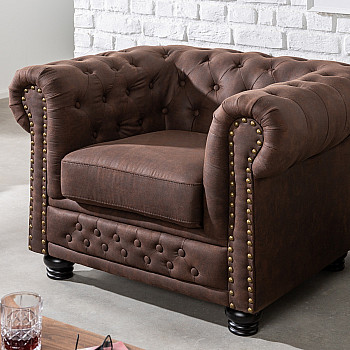 Kreslo 40654 Chesterfield Vintage Hnedá