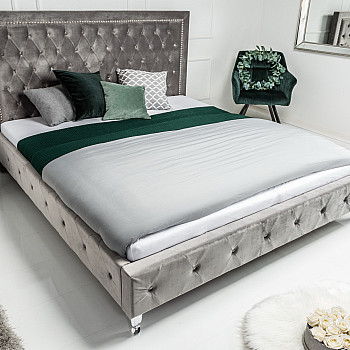 Posteľ 38968 180x200cm Zamat Strieborno šedá