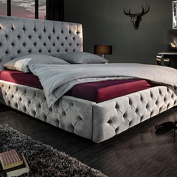 Posteľ 39992 180x200cm Zamat šedá