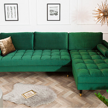 Rohová sedacia súprava 40274 Cozy - Zamat Smaragdovozelená