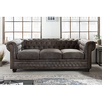 Sedacia súprava 40517 Chesterfield 3-sedenie Vintage Šedá Taupe