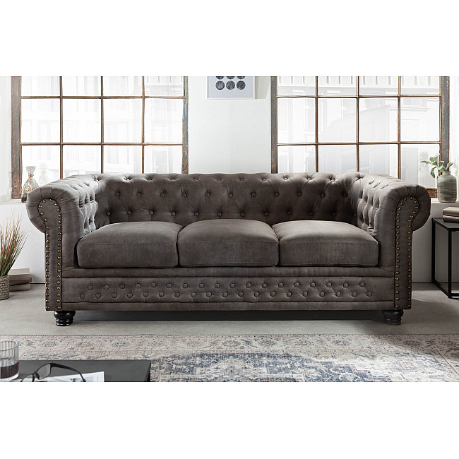 Sedacia súprava 40517 Chesterfield 3-sedenie Vintage Šedá Taupe