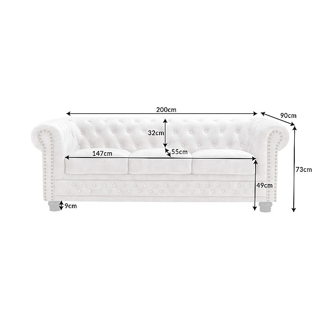 Sedacia súprava 42310 Chesterfield 3-sedenie Zamat Champagner