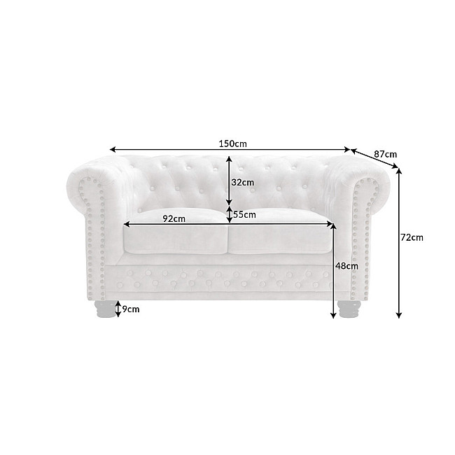 Sedacia súprava 42311 Chesterfield 2-sedenie Zamat Champagner