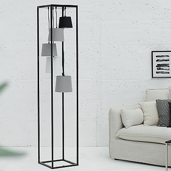 Stojaca lampa 38685 Levels 180cm Čierna, Šedá, Biela