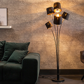 Stojaca lampa 40038 Levels 178cm Čierna - Zlatá