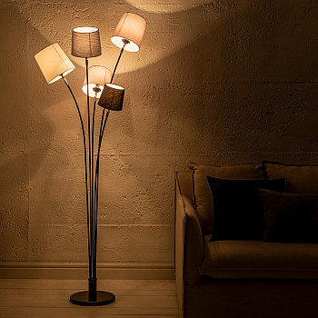 Stojaca lampa 40745 Levels 176cm Čierna, Šedá, Biela