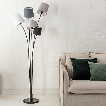 Stojaca lampa 40745 Levels 176cm Čierna, Šedá, Biela