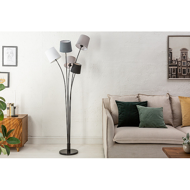 Stojaca lampa 40745 Levels 176cm Čierna, Šedá, Biela