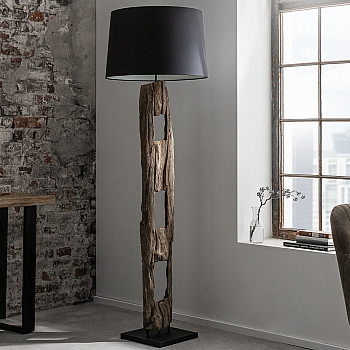 Stojaca lampa 41043 Barracuda 177cm Čierna Drevo Acacia
