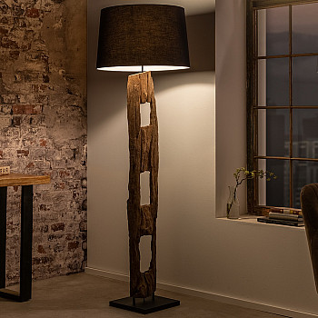 Stojaca lampa 41043 Barracuda 177cm Čierna Drevo Acacia
