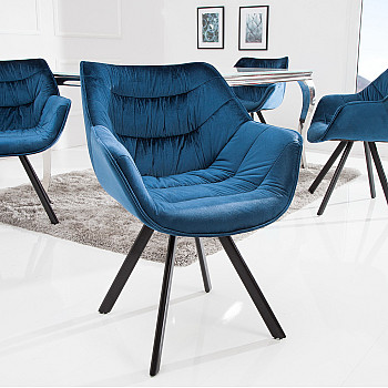 Stolička 38597 Zamat - Modrá - PRODUKT JE SKLADOM U NÁS - 4Ks