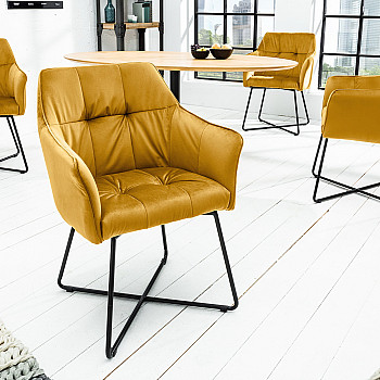 Stolička 42474 Loft Zamat Žltá
