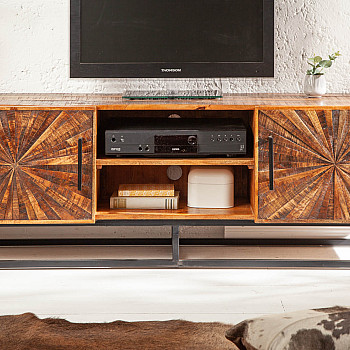 TV-skrinka 40527 145cm Wood Art Drevo Mango Hnedá