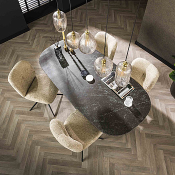 Jedálenský stôl 45-45 Ovál 180x90cm Ceramic Natural Black