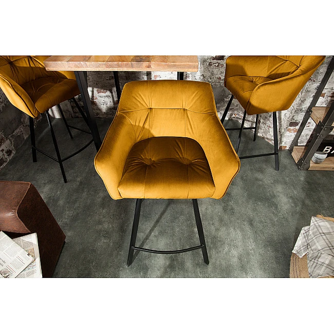 Barová stolička 40308 Loft Zamat Žltá