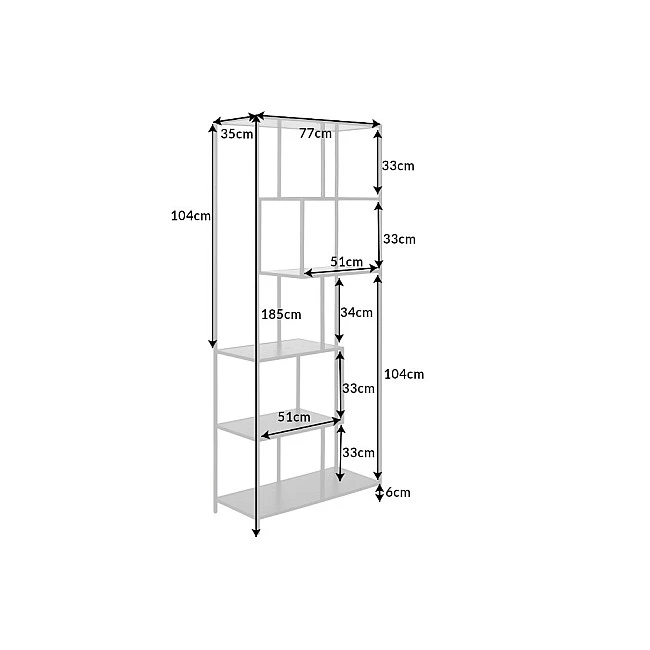 Knižnica/Regál 42021 77cm Slim Line  Čierny jaseň