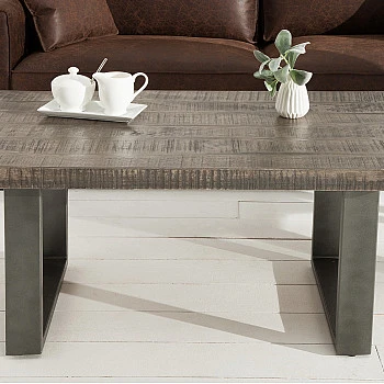 Konferenčný stôl 38661 100x60cm Drevo Mango šedý