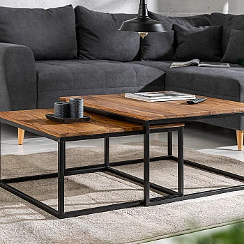 Konferenčný stôl 40001 75x75cm 2-Set Drevo Palisander - PRODUKT JE SKLADOM U NÁS - 1Ks