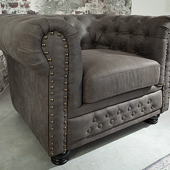 Kreslo 40519 Chesterfield Vintage Šedá Taupe