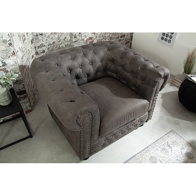 Kreslo 40519 Chesterfield Vintage Šedá Taupe