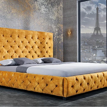 Posteľ 41641 180x200cm Zamat Žltá
