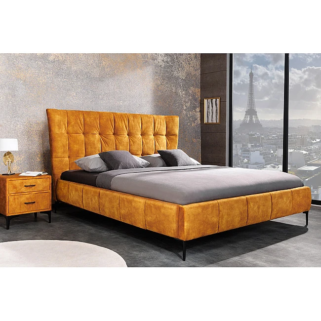 Posteľ 41667 180x200cm Boutique Zamat Žltá
