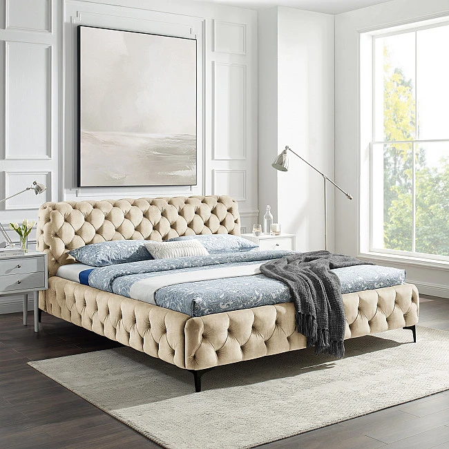 Posteľ 43256 180x200cm Modern Barock Zamat Champagner