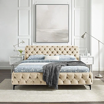 Posteľ 43256 180x200cm Modern Barock Zamat Champagner