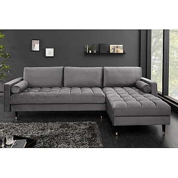 Rohová sedacia súprava 40273 Cozy - Zamat Šedá