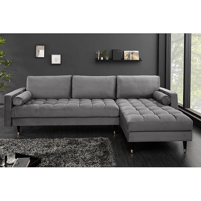 Rohová sedacia súprava 40273 Cozy - Zamat Šedá