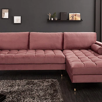 Rohová sedacia súprava 40276 Cozy - Zamat starorúžová