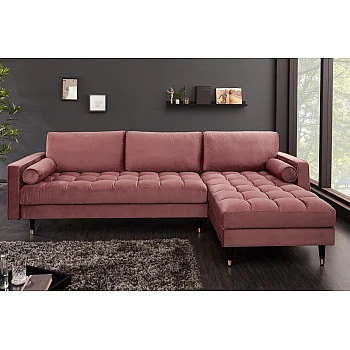 Rohová sedacia súprava 40276 Cozy - Zamat starorúžová