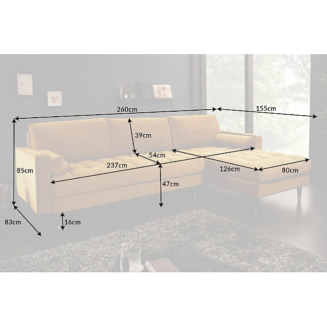 Rohová sedacia súprava 40273 Cozy - Zamat Šedá