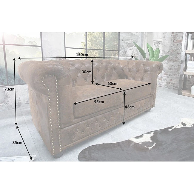 Sedacia súprava 17109 Chesterfield 2-sedenie Antik hnedá