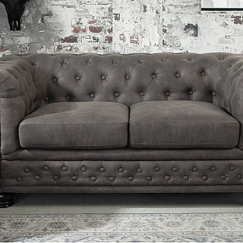 Sedacia súprava 40518 Chesterfield 2-sedenie Vintage Šedá Taupe