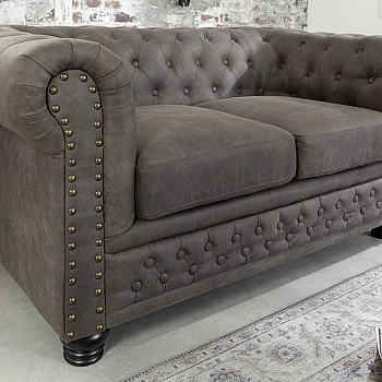 Sedacia súprava 40518 Chesterfield 2-sedenie Vintage Šedá Taupe
