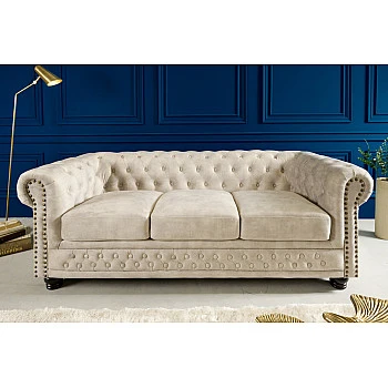 Sedacia súprava 42310 Chesterfield 3-sedenie Zamat Champagner