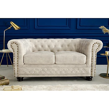 Sedacia súprava 42311 Chesterfield 2-sedenie Zamat Champagner