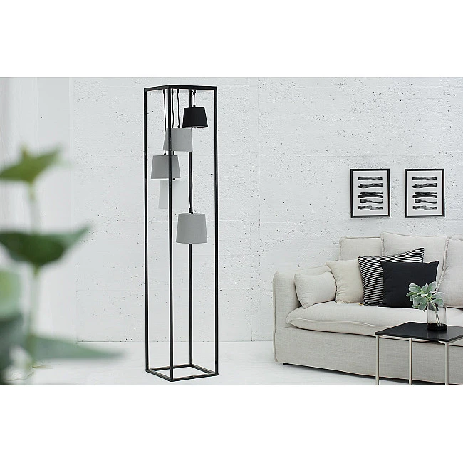 Stojaca lampa 38685 Levels 180cm Čierna, Šedá, Biela
