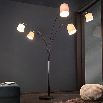 Stojaca lampa 38825 Levels 205cm Šedá, Hnedá, Biela