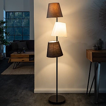 Stojaca lampa 39674 Levels 163cm Čierna, Šedá, Biela