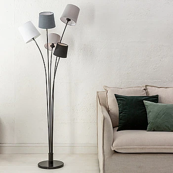 Stojaca lampa 40745 Levels 176cm Čierna, Šedá, Biela
