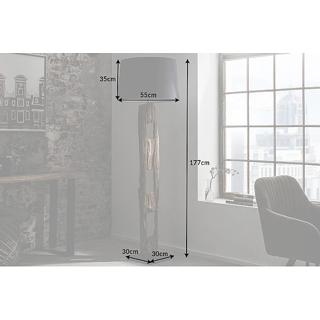 Stojaca lampa 41043 Barracuda 177cm Čierna Drevo Acacia